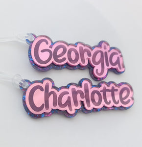 Chunky glitter bag tag